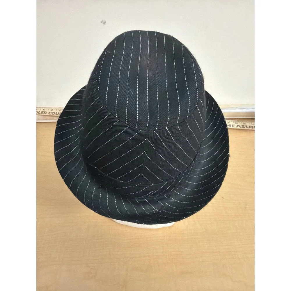 Black Pinstripe Fedora Hat Classic Gangster Style Trilby Narrow Brim